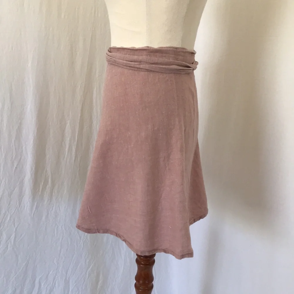 TREE OF LIFE womens 12 wrap skirt dusty pink hemp slubbed fabric made in Nepal - Picture 4 of 12